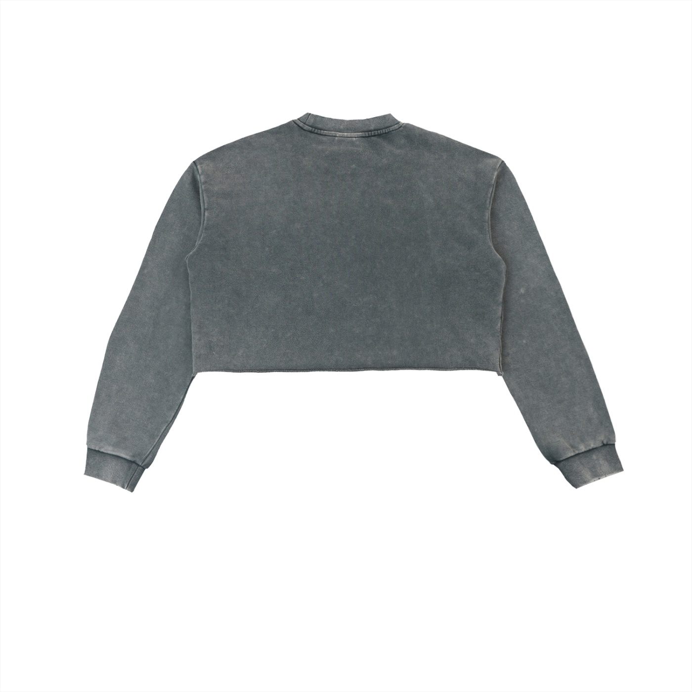 "Wake'n Up" Snow Washed Raw Edge Cropped Sweatshirt