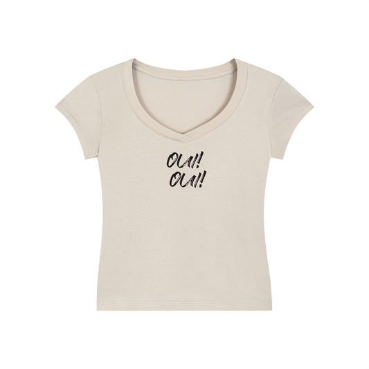 "oui oui" Essential V-Neck Bodycon T-Shirt